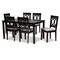 Baxton Studio Lenoir Grey Upholstered Espresso Wood 7-Piece Dining Set 162-10524-10519 - alternate 1
